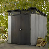 Abri en résine brossée monopente Brossium 4,7m² + plancher Keter Ma boutique